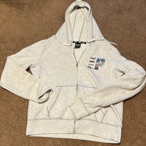 PINK sequined zip up hoodie